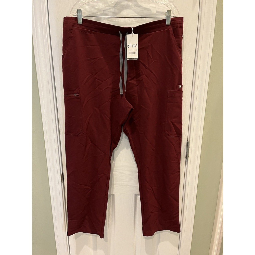 NWT Figs Technical Yola Skinny Scrub Pants Womens XL Petite Burgundy TW2000P‎